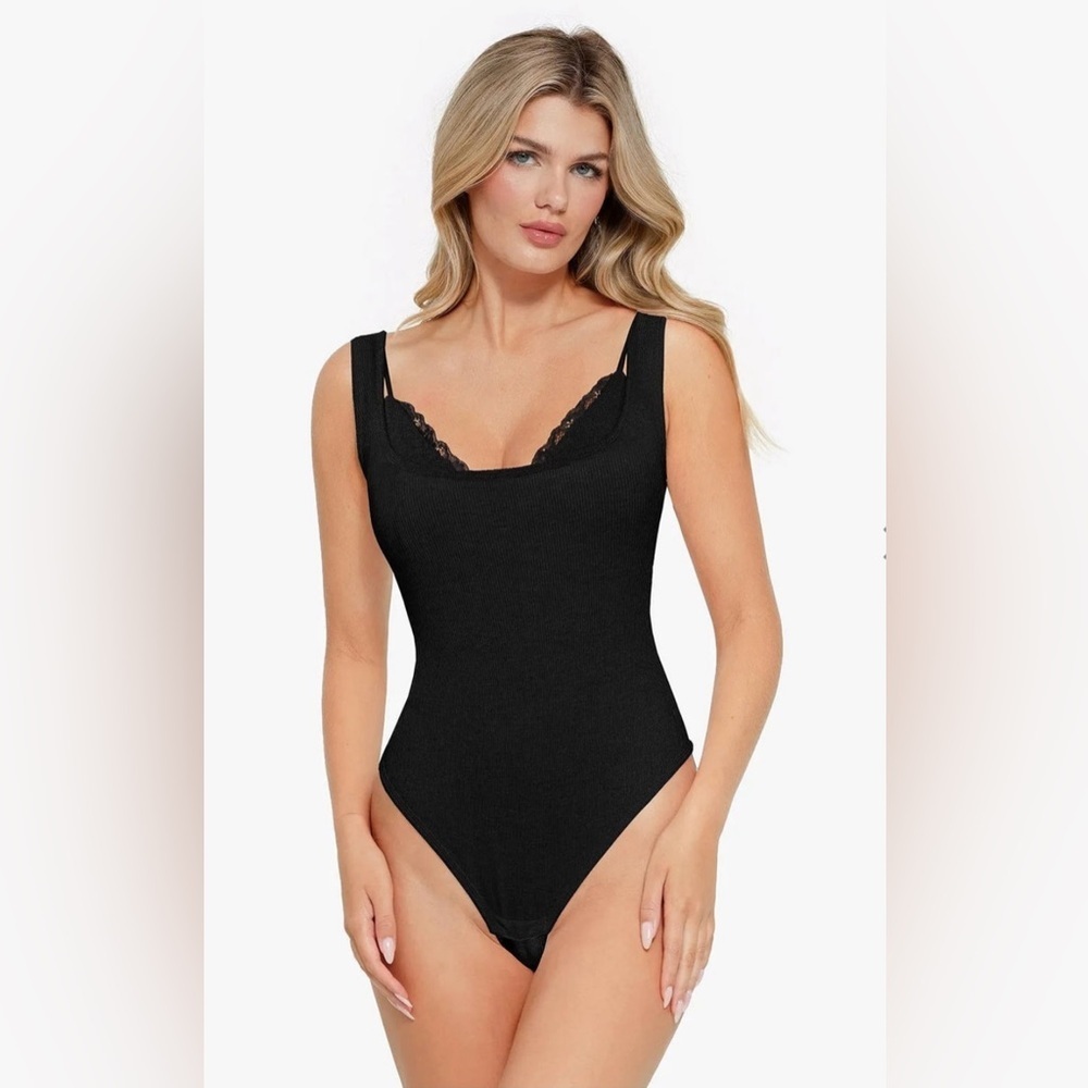 Popilush Shapewear Modal Tummy Control Inner Lace Cami Bodysuit